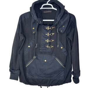 Nicholas K Women's Small Black Sweatshirt Jacket Fireman Clasp Lagenlook Utility